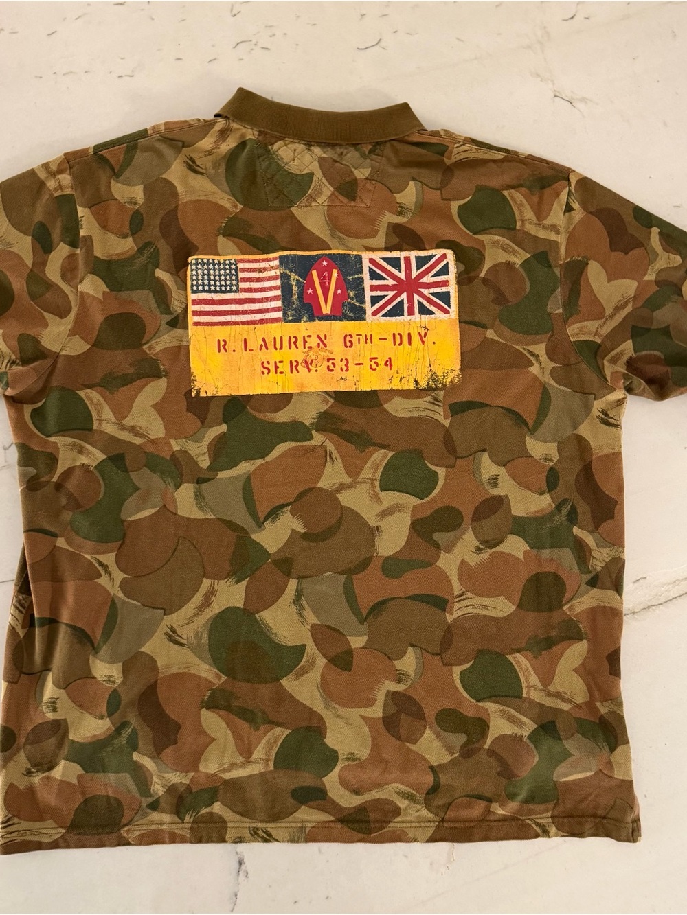 Vintage 90s Polo Ralph Lauren Men Size 2XB 6th Division Camo Rugby Shirt